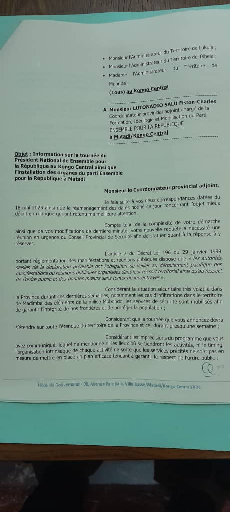 Kongo Central Guy BANDU NDUNGIDI rappelé à Kinshasa, le suspens s